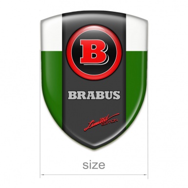 Brabus Silicone Car Decal Badge Green White Background Red Logo 