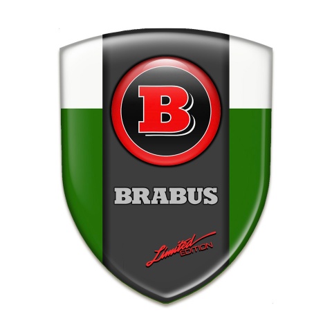 Brabus Silicone Car Decal Badge Green White Background Red Logo 