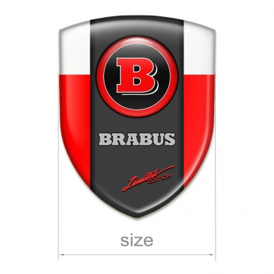 Brabus Silicone Badge Premium Quality Red White Base with graphite Central Panel 