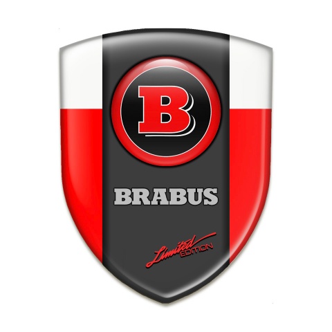 Brabus Silicone Badge Premium Quality Red White Base with graphite Central Panel 