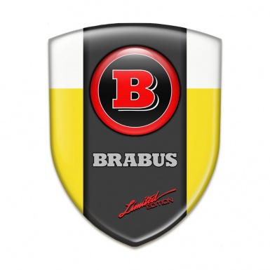 Brabus Auto Emblem High Quality  Yellow White Print with Red Logo 