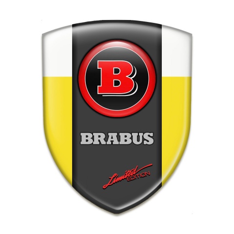 Brabus Auto Emblem High Quality  Yellow White Print with Red Logo 