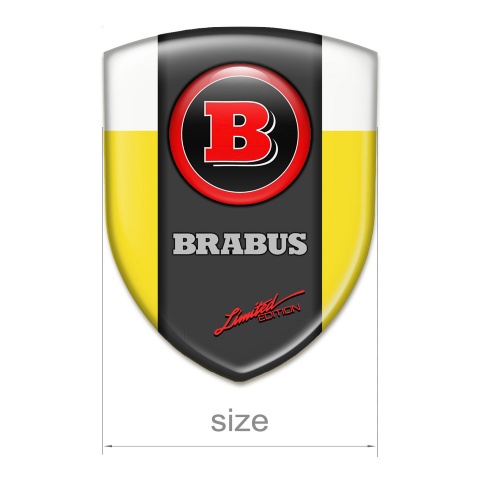 Brabus Auto Emblem High Quality  Yellow White Print with Red Logo 