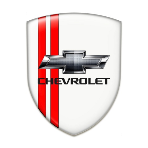 Chevrolet Emblem Exterior White Print Red Lines Chrome Logo Style 