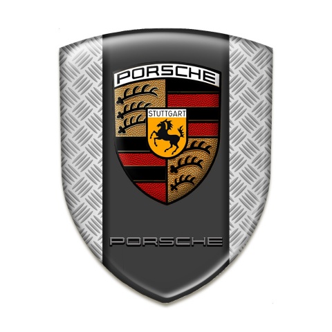 Porsche Tuning Emblem Racing Edition Grey Mesh Base Classic Logo 