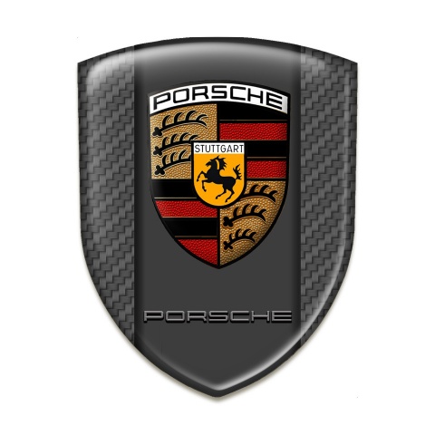 Porsche Car Accessories Badge Dark Grey Carbon Base Classic Logo 