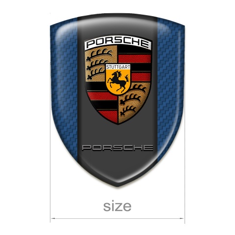 Porsche Self Adhesive Car logo Emblem Navy Blue Carbon base and Classic Logo 