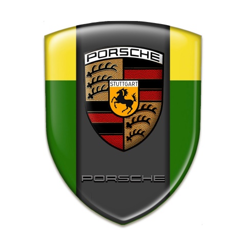 Porsche Emblem Badge Logo Green Yellow Warp 