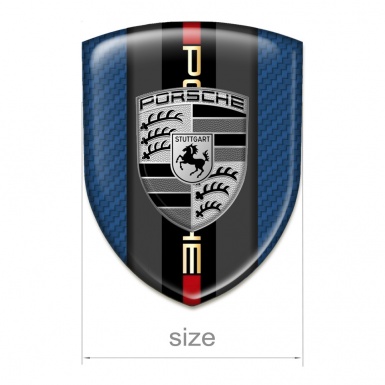 Porsche Tuning Emblem Navy Blue Carbon Base and Grey Logo Motive 