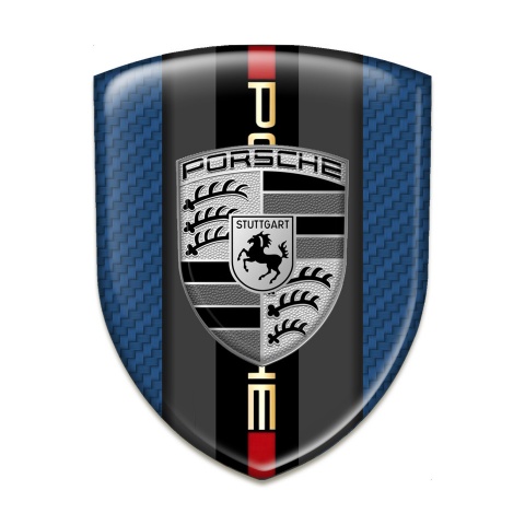 Porsche Tuning Emblem Navy Blue Carbon Base and Grey Logo Motive 