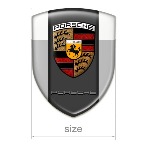 Porsche Self Adhesive Emblem Logo Grey White Background 