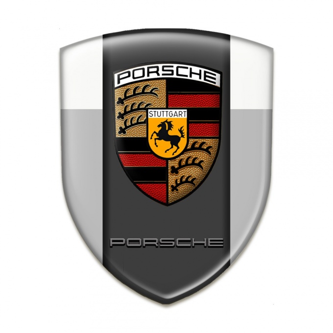 Porsche Self Adhesive Emblem Logo Grey White Background 