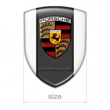 Porsche Domed Emblem High Quality  White Base with Graphite Logo Panel Style 