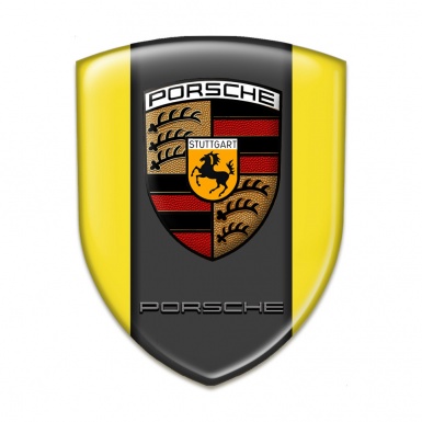 Porsche Silicone Emblem Yellow Base Graphite Logo Panel 