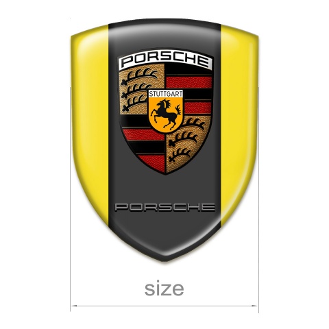 Porsche Silicone Emblem Yellow Base Graphite Logo Panel 