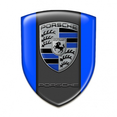 Porsche Resin Sticker Blue Background and Grey Logo Motive 