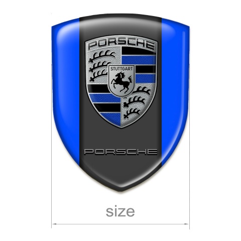 Porsche Resin Sticker Blue Background and Grey Logo Motive 