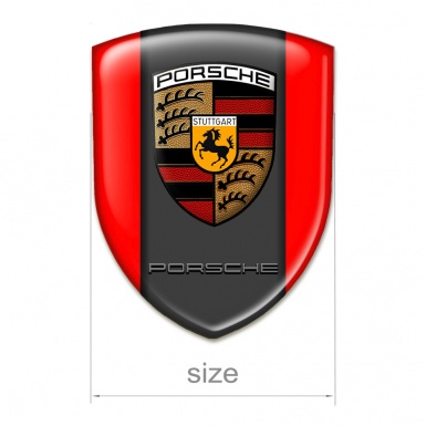 Porsche 3D Gel Emblem High Quality Red Base Graphite Central Panel Design 