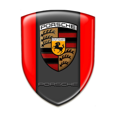 Porsche 3D Gel Emblem High Quality Red Base Graphite Central Panel Design 