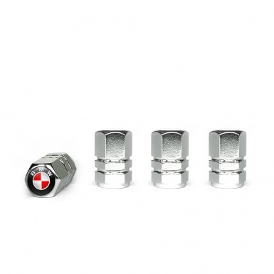 BMW Tyre Valve Caps Chrome 4 pcs Red White Logo