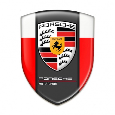 Porsche Domed Emblem Racing Edition Red White Style