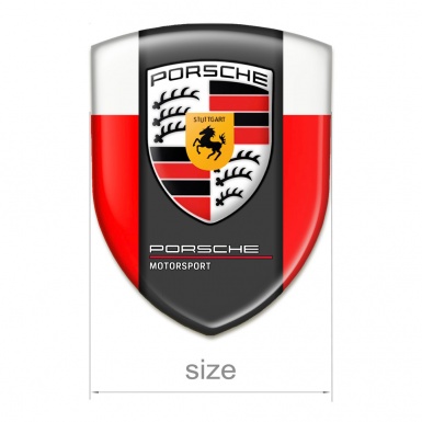 Porsche Domed Emblem Racing Edition Red White Style