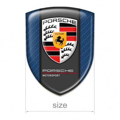 Porsche 3D Gel Emblem Navy Blue Base Red White Logo Style 