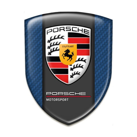 Porsche 3D Gel Emblem Navy Blue Base Red White Logo Style 