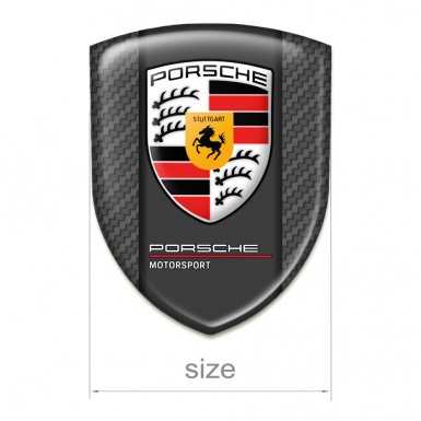 Porsche Emblem Exterior Grey Carbon base Red White Logo