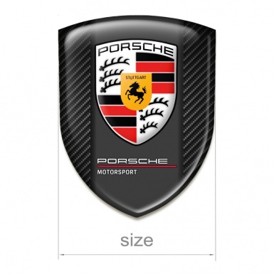 Porsche Car Accessories Badge Black Carbon with Red White logo 