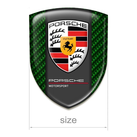 Porsche Self Adhesive Car logo Emblem Green Carbon with Red White Logo 