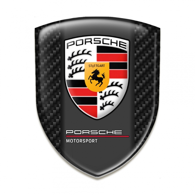 Porsche Car Interior Badge Dark Carbon Base Red White Logo 