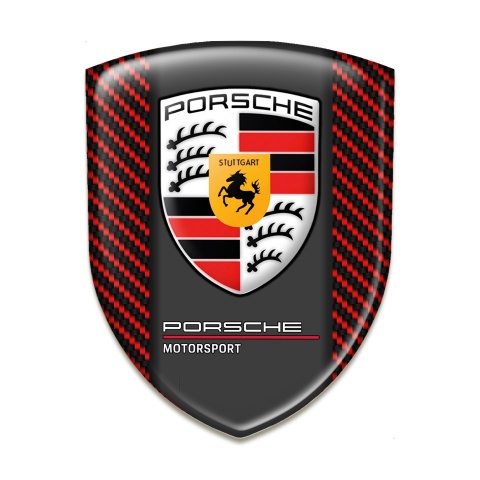 Porsche Silicone Car Decal Badge Red Carbon Edition 