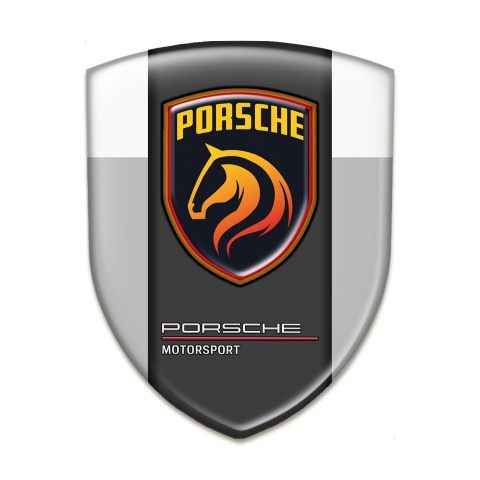 Porsche Tuning Emblem Grey White Warp and Orange Logo 