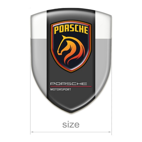 Porsche Tuning Emblem Grey White Warp and Orange Logo 