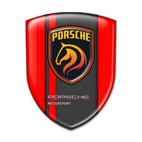 Porsche Silicone Emblem Premium Quality Red Print Red Lines Design 