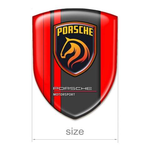 Porsche Silicone Emblem Premium Quality Red Print Red Lines Design 