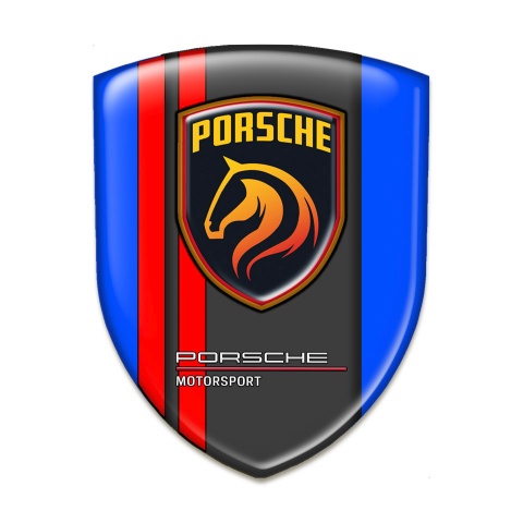 Porsche Resin Sticker Blue Base with Red Lines Design 