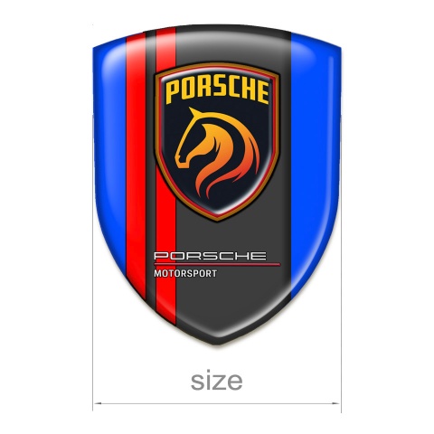 Porsche Resin Sticker Blue Base with Red Lines Design 