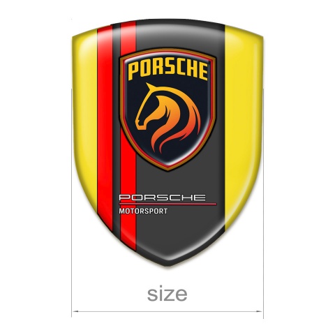 Porsche 3D Gel Emblem Yellow base Red Lines Style 