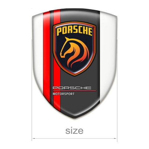 Porsche Tuning Emblem Premium Quality White Base Red Lines 