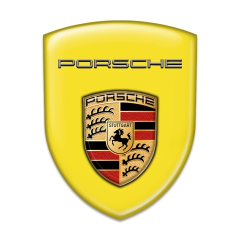 Porsche Logo Emblem Racing Edition Yellow Base Classic Logo 