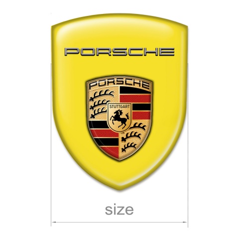 Porsche Logo Emblem Racing Edition Yellow Base Classic Logo 