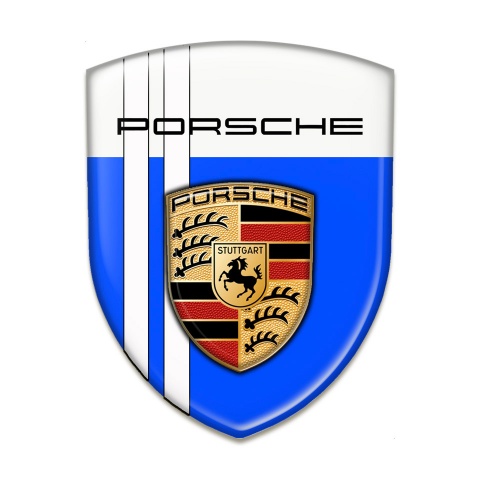 Porsche Silicone Emblem Blue Base White Lines Design and Classic Logo 