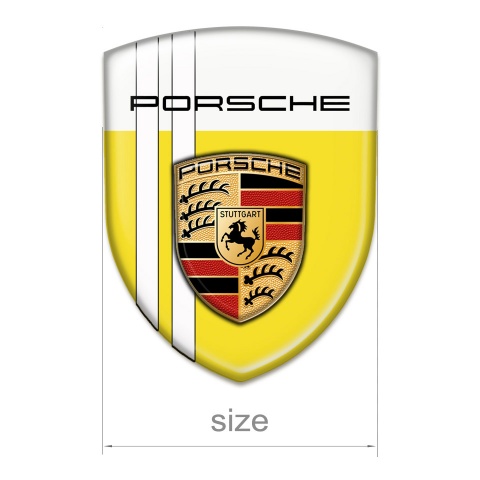 Porsche Resin Sticker High End Yellow Base White Lines and  Classic Logo 