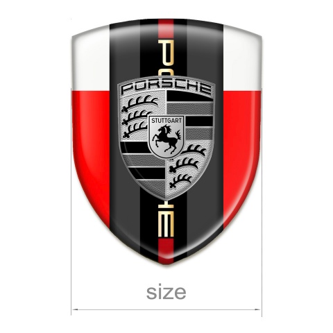 Porsche Resin Sticker Red White Background Central Panel logo Style 