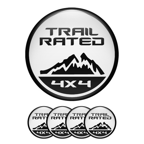 Jeep Wheel Center Cap Domed Stickers Trail Rated 4x4