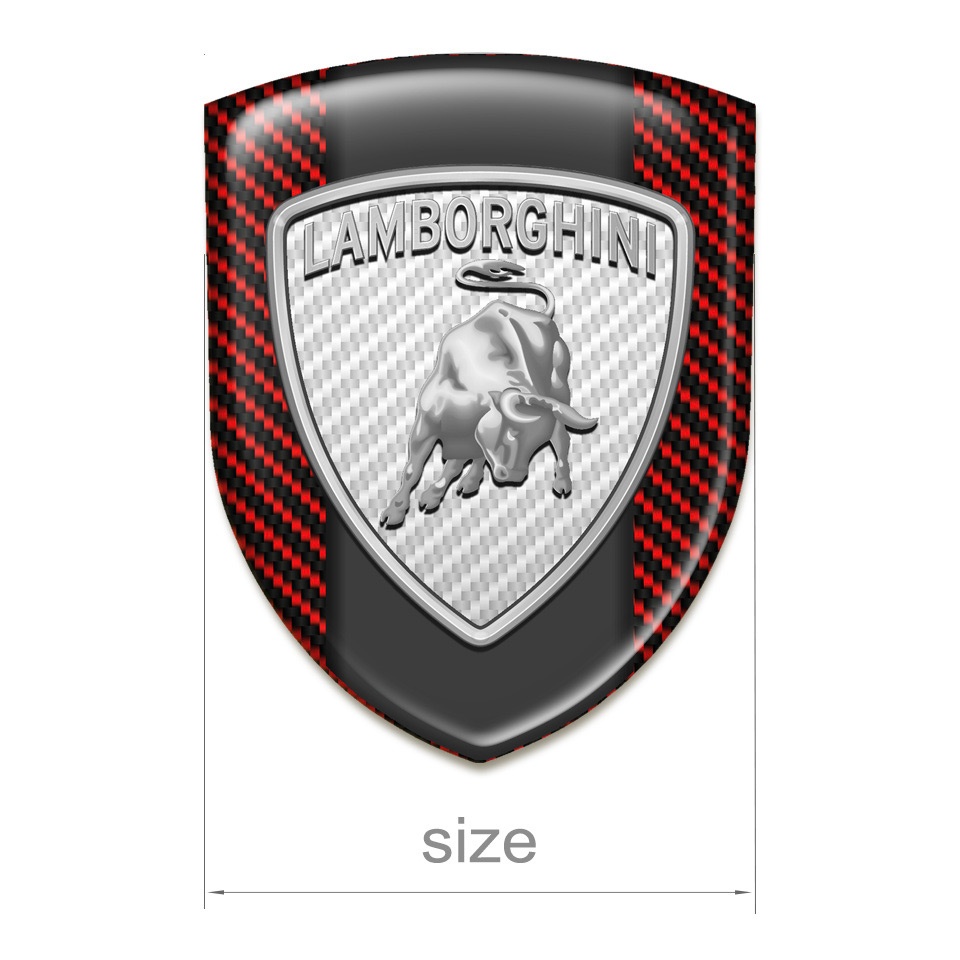 Lamborghini Tuning Emblem Red Carbon Base Big White Logo Style | Domed ...