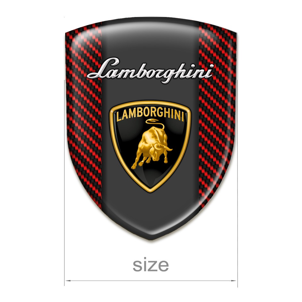 Lamborghini Self Adhesive Car logo Emblem Red Carbon Style | Domed ...