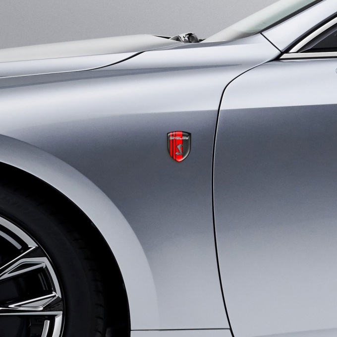 Ford Shelby Self Adhesive Car logo Emblem Black carbon Red Ribbons ...